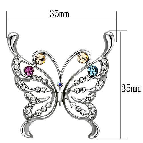 LO2793 - Imitation Rhodium White Metal Brooches with Top Grade Crystal in Multi Color
