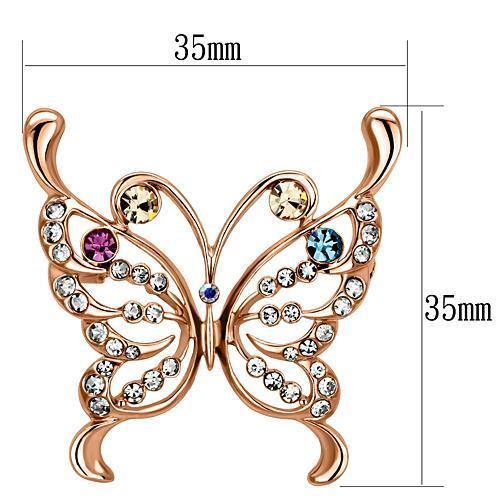 LO2794 - Flash Rose Gold White Metal Brooches with Top Grade Crystal in Multi Color