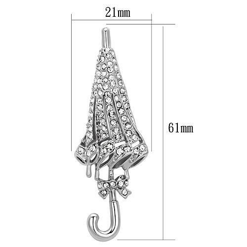 LO2795 - Imitation Rhodium White Metal Brooches with Top Grade Crystal in Clear