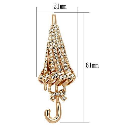 LO2796 - Flash Rose Gold White Metal Brooches with Top Grade Crystal in Clear
