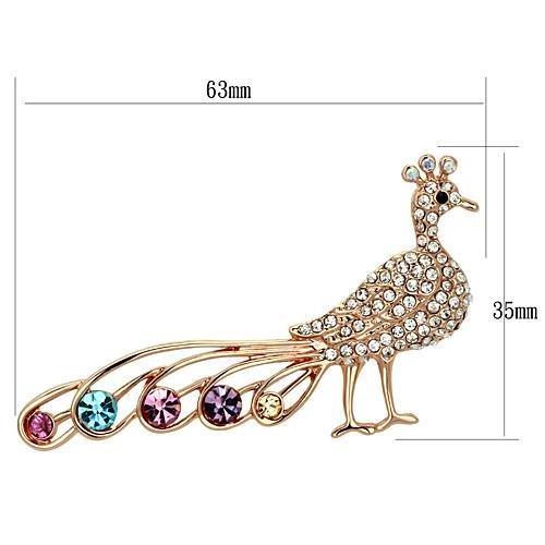 LO2798 - Flash Rose Gold White Metal Brooches with Top Grade Crystal in Multi Color