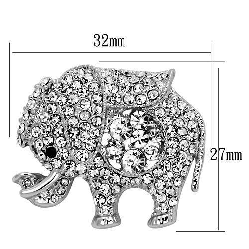 LO2803 - Imitation Rhodium White Metal Brooches with Top Grade Crystal in Clear