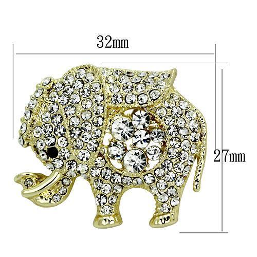 LO2804 - Flash Gold White Metal Brooches with Top Grade Crystal in Clear