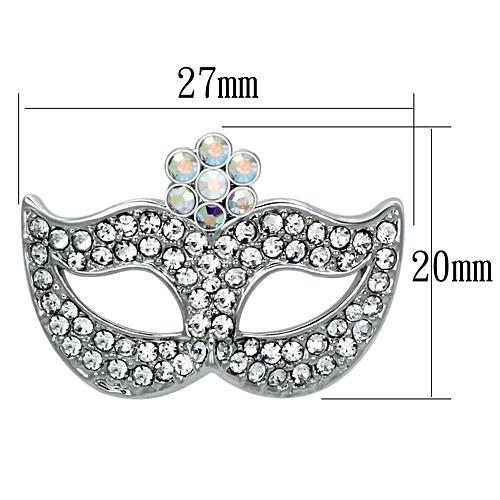 LO2807 - Imitation Rhodium White Metal Brooches with Top Grade Crystal in Aurora Borealis (Rainbow Effect)