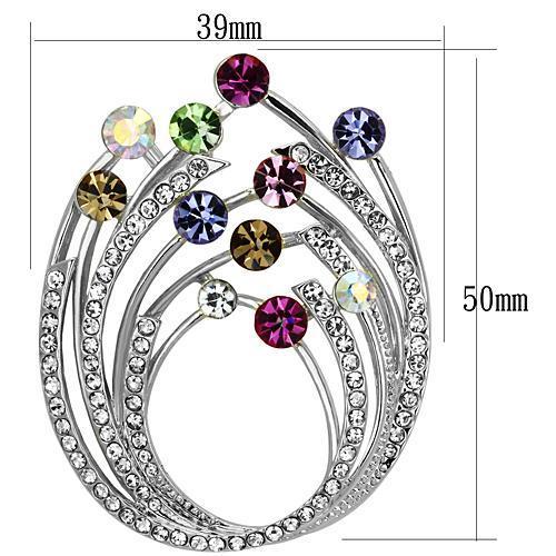 LO2811 - Imitation Rhodium White Metal Brooches with Top Grade Crystal in Multi Color