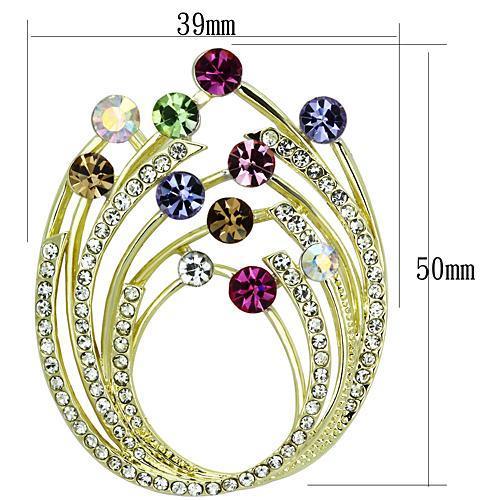 LO2812 - Flash Gold White Metal Brooches with Top Grade Crystal in Multi Color