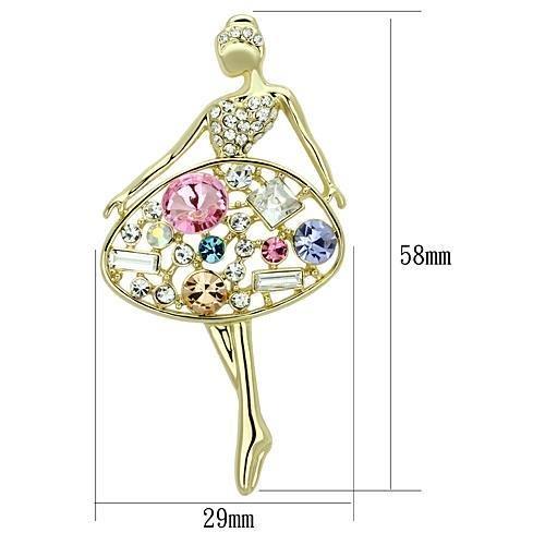 LO2817 - Flash Gold White Metal Brooches with Top Grade Crystal in Multi Color