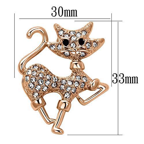 LO2820 - Flash Rose Gold White Metal Brooches with Top Grade Crystal in Clear