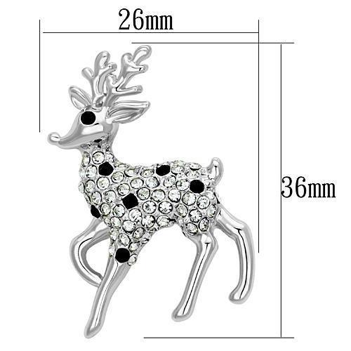 LO2821 - Imitation Rhodium White Metal Brooches with Top Grade Crystal in Jet