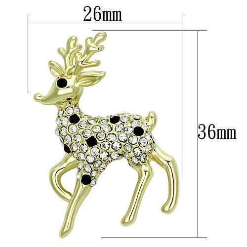 LO2822 - Flash Gold White Metal Brooches with Top Grade Crystal in Jet