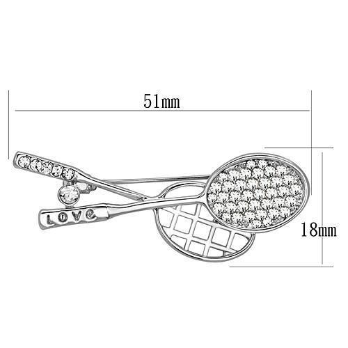 LO2827 - Imitation Rhodium White Metal Brooches with Top Grade Crystal in Clear
