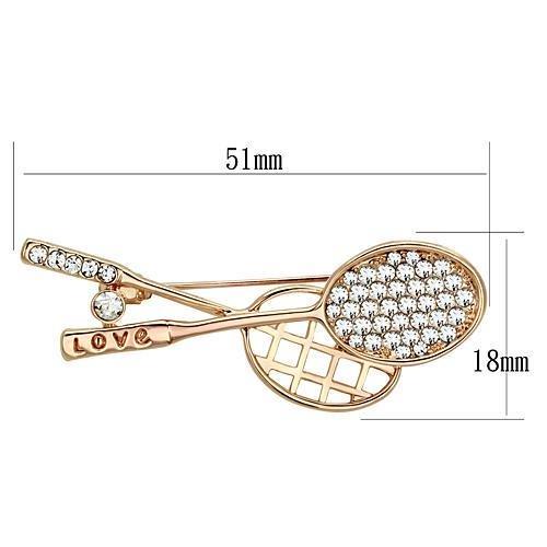 LO2828 - Flash Rose Gold White Metal Brooches with Top Grade Crystal in Clear