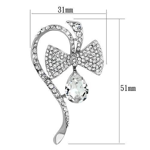 LO2831 - Imitation Rhodium White Metal Brooches with Synthetic Synthetic Glass in Clear
