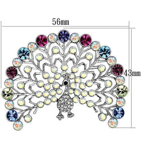 LO2848 - Imitation Rhodium White Metal Brooches with Top Grade Crystal in Multi Color