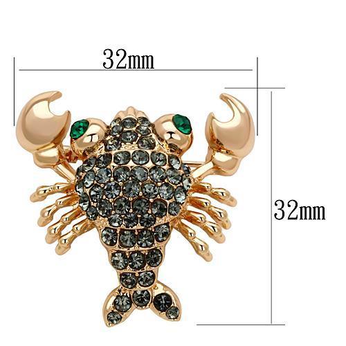 LO2851 - Flash Rose Gold White Metal Brooches with Top Grade Crystal in Emerald