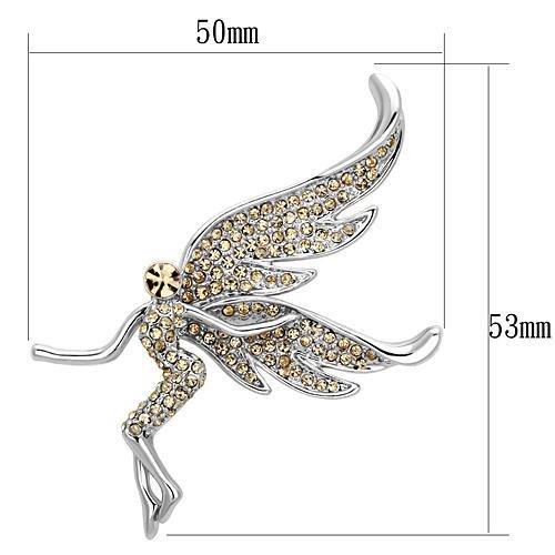 LO2862 - Imitation Rhodium White Metal Brooches with Top Grade Crystal in Champagne