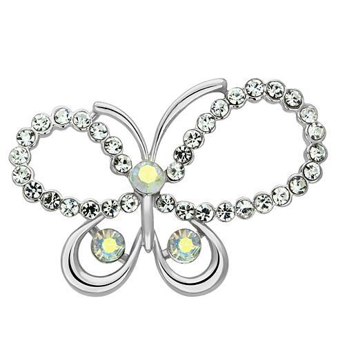 LO2864 - Imitation Rhodium White Metal Brooches with Top Grade Crystal in Aurora Borealis (Rainbow Effect)