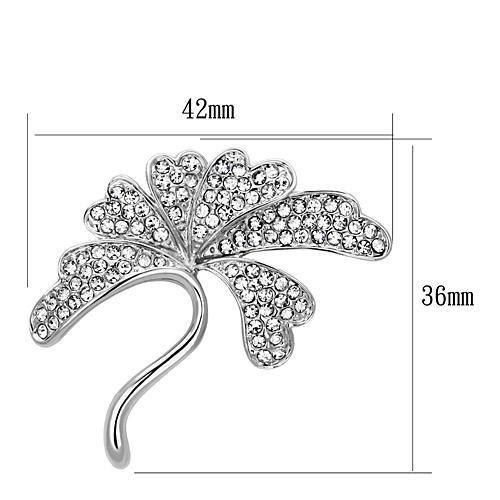 LO2874 - Imitation Rhodium White Metal Brooches with Top Grade Crystal in Clear