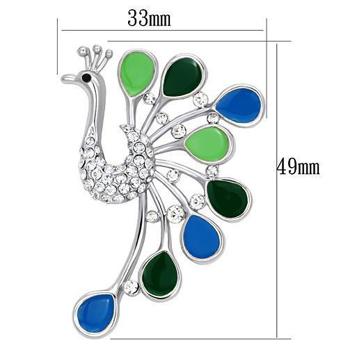 LO2880 - Imitation Rhodium White Metal Brooches with Top Grade Crystal in Clear
