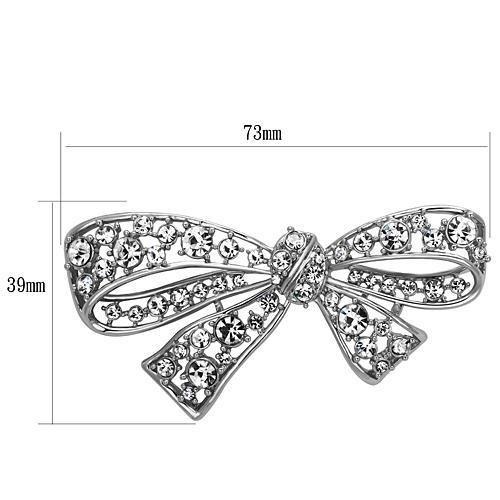LO2882 - Imitation Rhodium White Metal Brooches with Top Grade Crystal in Clear