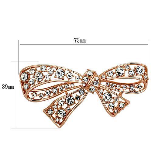 LO2883 - Flash Rose Gold White Metal Brooches with Top Grade Crystal in Clear