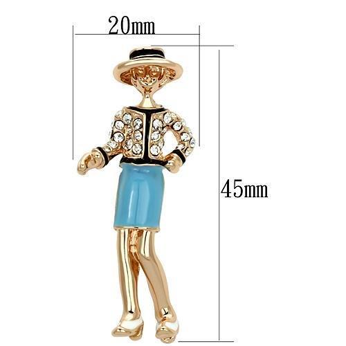 LO2885 - Flash Rose Gold White Metal Brooches with Top Grade Crystal in Clear