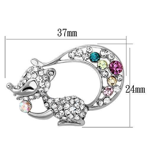 LO2888 - Imitation Rhodium White Metal Brooches with Top Grade Crystal in Multi Color
