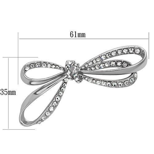 LO2890 - Imitation Rhodium White Metal Brooches with Top Grade Crystal in Clear