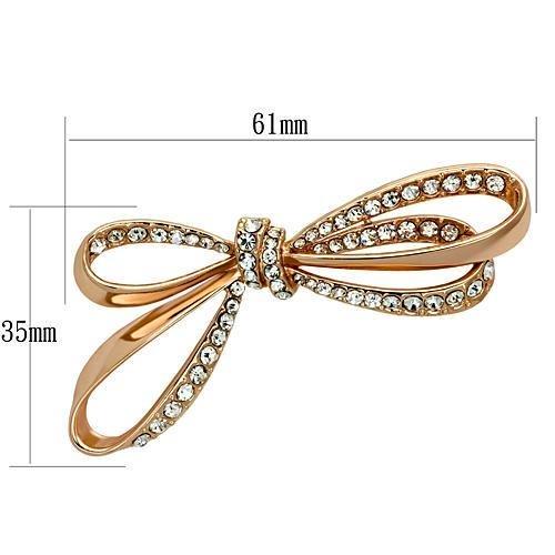 LO2891 - Flash Rose Gold White Metal Brooches with Top Grade Crystal in Clear