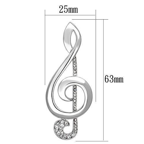 LO2892 - Imitation Rhodium White Metal Brooches with Top Grade Crystal in Clear