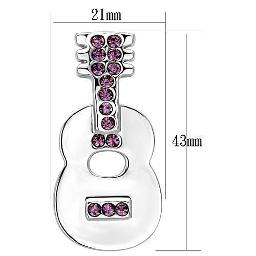 LO2894 - Imitation Rhodium White Metal Brooches with Top Grade Crystal in Light Amethyst