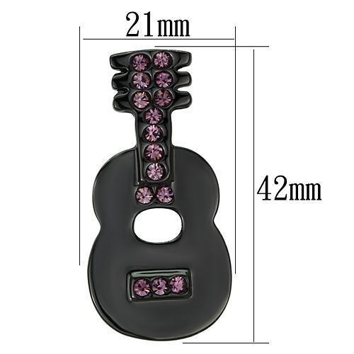 LO2895 - Ruthenium White Metal Brooches with Top Grade Crystal in Light Amethyst
