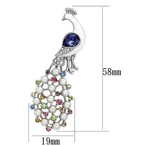 LO2896 - Imitation Rhodium White Metal Brooches with Top Grade Crystal in Multi Color