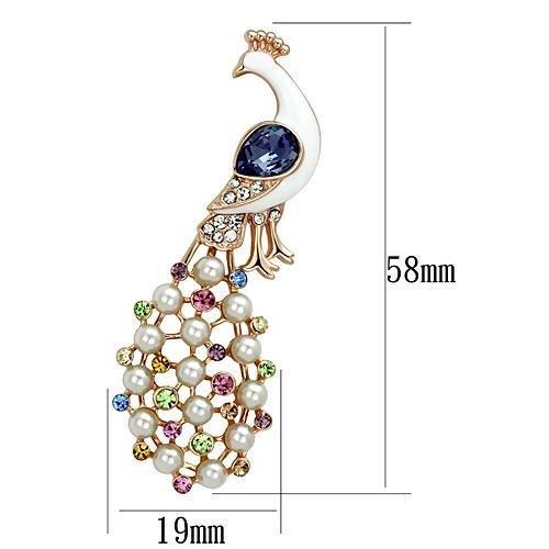 LO2897 - Flash Rose Gold White Metal Brooches with Top Grade Crystal in Multi Color