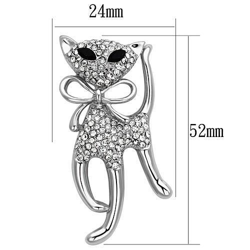 LO2900 - Imitation Rhodium White Metal Brooches with Top Grade Crystal in Jet