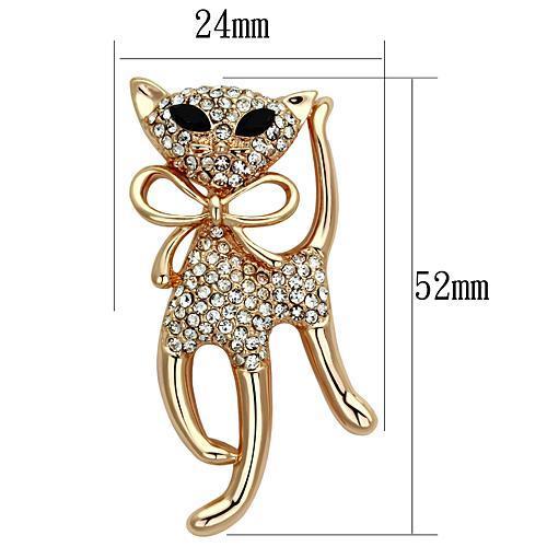 LO2901 - Flash Rose Gold White Metal Brooches with Top Grade Crystal in Jet