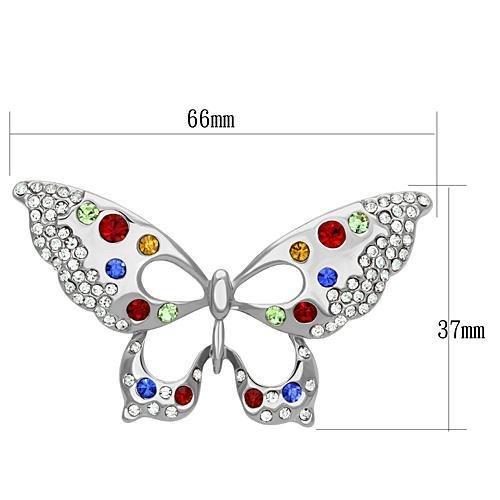 LO2906 - Imitation Rhodium White Metal Brooches with Top Grade Crystal in Multi Color