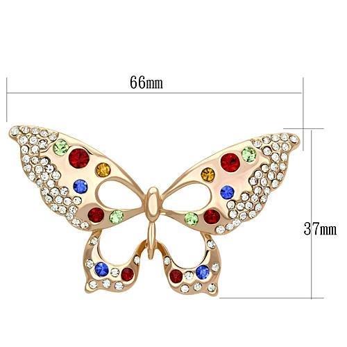 LO2907 - Flash Rose Gold White Metal Brooches with Top Grade Crystal in Multi Color