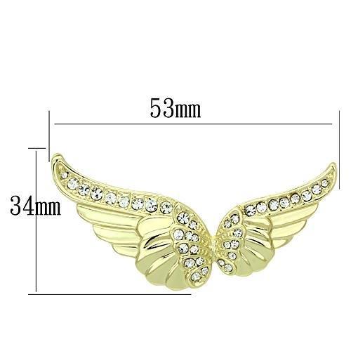 LO2914 - Flash Gold White Metal Brooches with Top Grade Crystal in Clear