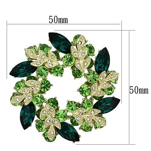 LO2918 - Flash Gold White Metal Brooches with Top Grade Crystal in Emerald