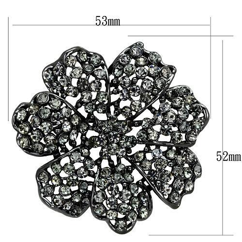 LO2919 - Ruthenium White Metal Brooches with Top Grade Crystal in Black Diamond