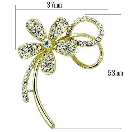 LO2924 - Flash Gold White Metal Brooches with Top Grade Crystal in Clear