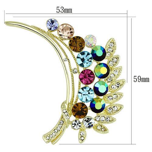 LO2929 - Flash Gold White Metal Brooches with Top Grade Crystal in Multi Color