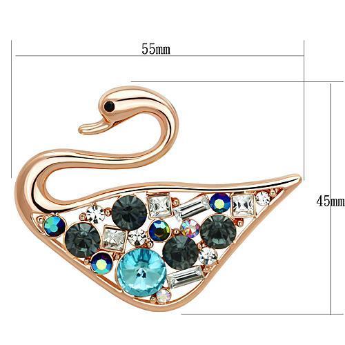 LO2934 - Flash Rose Gold White Metal Brooches with Top Grade Crystal in Multi Color