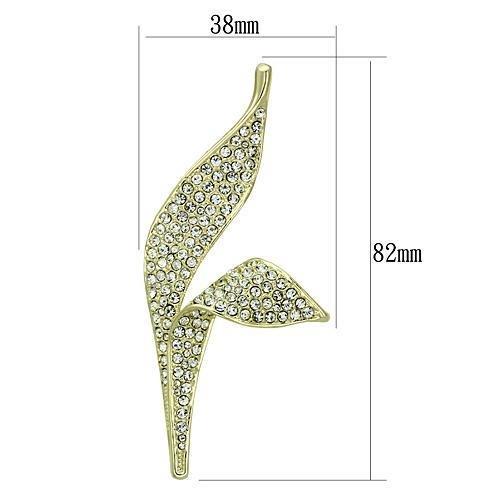 LO2935 - Flash Gold White Metal Brooches with Top Grade Crystal in Clear