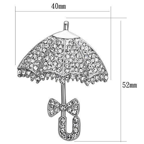 LO2936 - Imitation Rhodium White Metal Brooches with Top Grade Crystal in Clear