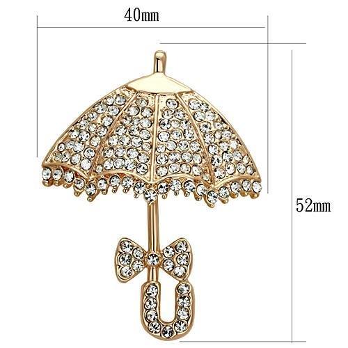 LO2937 - Flash Rose Gold White Metal Brooches with Top Grade Crystal in Clear