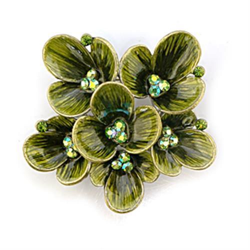 LO443 - Antique Silver White Metal Brooches with Top Grade Crystal in Multi Color