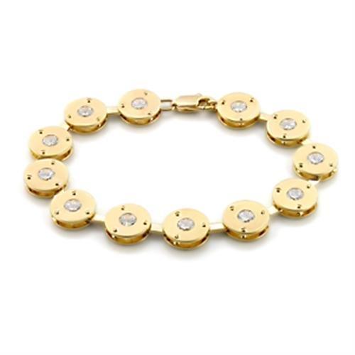 LO591 - Matte Gold & Gold Brass Bracelet with AAA Grade CZ in Clear