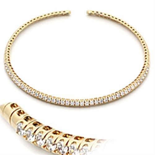LO830 - Gold Brass Necklace with AAA Grade CZ in Clear